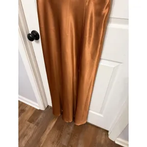 Birdy Grey Jay Dress Shiny Satin Rust Orange Bridesmaid Formal‎ Maxi Slit Size L thumbnail 4