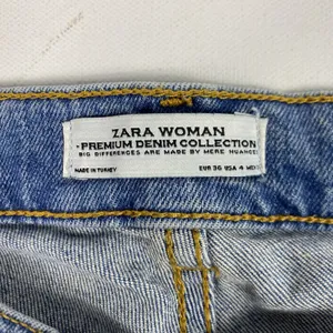 Zara Woman Jeans Womens 4 Blue Distressed Slim Tapered Crop Denim Medium‎ Wash thumbnail 5