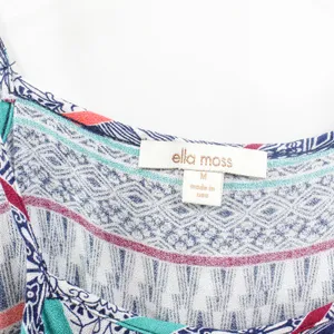 ELLA MOSS Blue Coral Cold Shoulder Boho Medallion Blouse thumbnail 3