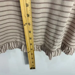 LOGO Layers Tunic Top XL Taupe Stripe Boho‎ Neutral Soft Girl Ruffle Hem thumbnail 5