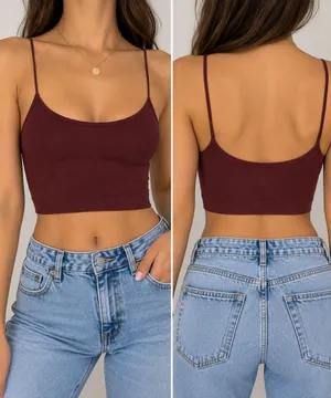 Out From Under Urban Outfitters Burgundy Seamless Cami Top Size M Y2K thumbnail 2