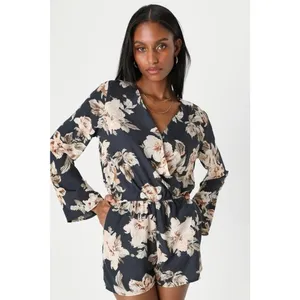 Prairie Daydream Washed Navy Blue‎ Floral Print Romper Size M thumbnail 2
