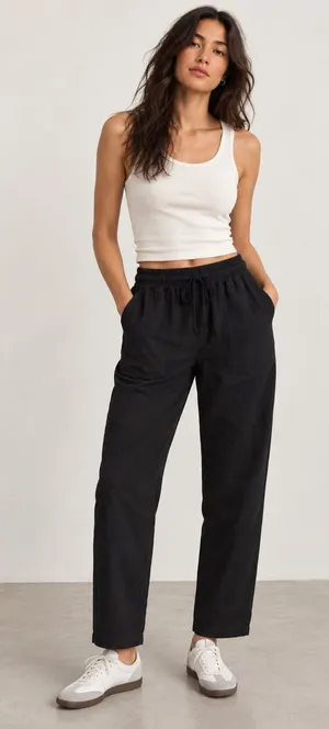 OAK NYC Women's Black Stagg Straight Leg Pull On Casual Pants Small NWT thumbnail 1