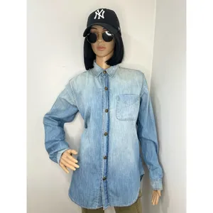 Current/Elliott The Prep School Light Wash Chambray Denim Shirt Small thumbnail 3