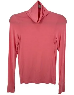 Offline by Aerie Womens Coral Pink Modal Turtleneck Long‎ Sleeve Top Thumbholes thumbnail 1