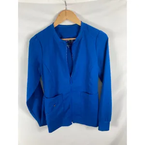 Greys Anatomy Blue Long Sleeve Zip Up Scrub Top Size XS thumbnail 2