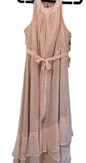 Calvin Klein Light Pink Polka Dot Chiffon Flowy Halter Dress Sz 14 NWT thumbnail 2