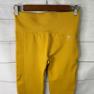 Forever 21 Womens Medium Mustard Yellow Ribbed High-Waist Leggings Chartreuse thumbnail 5