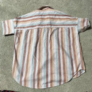 Madewell Oversized‎ Boxy Button Up Striped Flannel Short Sleeve Top Women's XXS thumbnail 4