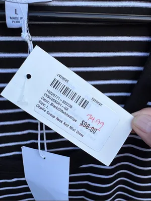 NWT EVEREVE CHARLIE Scoop Neck Pima Cotton Dress Stripe Large Retail $98.00 thumbnail 5