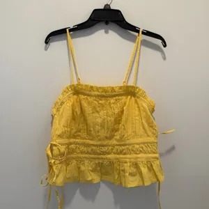 Free People Gabby Tube Top Yellow Tie Elastic Size L thumbnail 2