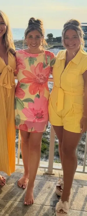 SheIn Floral Yellow and Pink Dress thumbnail 1