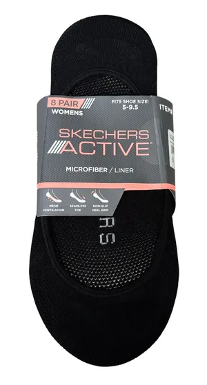 NEW Skechers Active Microfiber Liner No Show Socks 5 Pairs Size 5-9.5 Black thumbnail 1