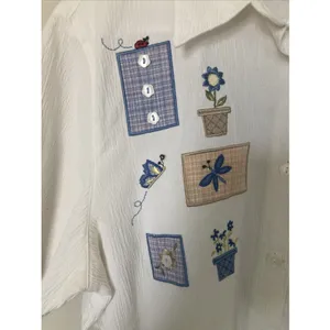 Alfred Dunner Women’s White Size 12 Top Embroidered Flowers Butterflies LadyBug thumbnail 2