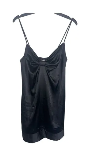 Y2K Victoria’s Secret Black Satin Mini Slip Dress Bow Bust LBD Small Dark Fairy thumbnail 1