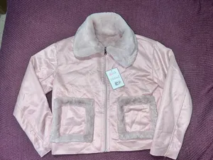 Reversible light pink zip up jacket with front pockets thumbnail 1