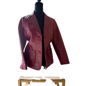 Vintage Y2K GAP Red Leather Blazer XS 100% Genuine Leather 2000 thumbnail 4