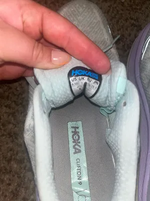 Hoka One One Clifton 8 running shoes in gray & purple #running #athletic thumbnail 6