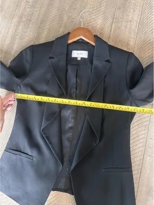 REISS Black Sienna Draped Waterfall Open Front Blazer Jacket Women’s size 2 XS thumbnail 10