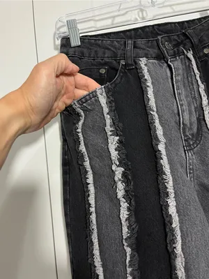 Ragged Size 26 Black Grey Distressed Patchwork Jeans Gray thumbnail 2