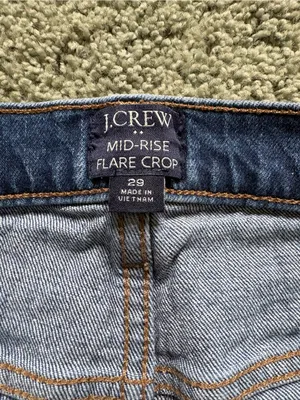 J. Crew Mid Rise Flare Crop Jeans Womens Size 29 Button Fly Cotton Stretch Denim thumbnail 7