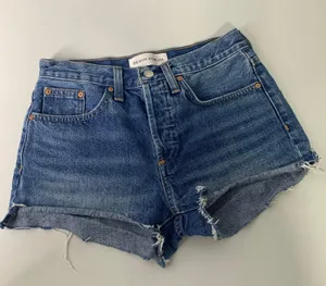 Denim Forum 25 Yoko Short Cut Off Medium Dark Wash Button Fly thumbnail 2
