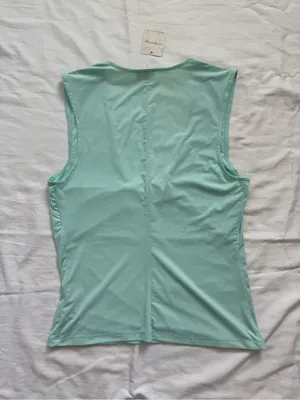 Free People Intimately Aqua Jade Sleeveless Deep V Tank Top M thumbnail 2