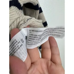 Hollister Womens Full Zip Striped Ribbed Knit Crop Sweater Beige Navy XS thumbnail 4