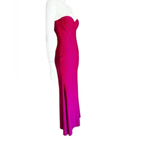FAERIESTY Solid Mermaid Hem Tube Pink Strapless Evening Gown Size Small. thumbnail 6