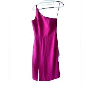 Dress the Population Fuchsia One Shoulder Sheath Midi Dress NWT XS thumbnail 2
