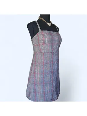 Hollister Y2K coquette preppy dark academia plaid mini dress size medium 🤎 thumbnail 3