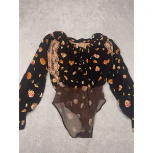 Free People Poppy Floral Printed Bodysuit‎ small Boho Flowy thumbnail 4