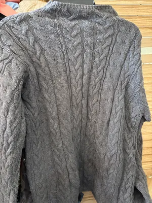 JEANNE PIERRE Gray Cable Knit Mock Neck Sweater Medium thumbnail 1