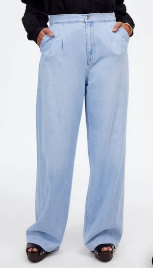 NWT Madewell Women's The Curvy Harlow Wide‎ Leg Trouser Jean High Rise Noll Wash thumbnail 1