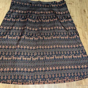 Peppermint Reindeer Fair Isle A-Line Skirt Navy Copper Medium‎ Cottagecore thumbnail 2