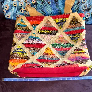 Colorful Woven Tote Bag Red thumbnail 10