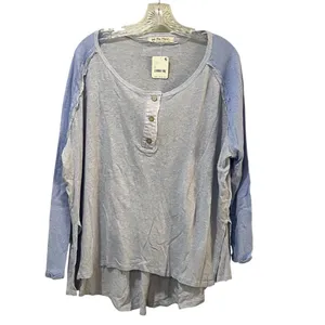 We the Free boho top blue moon combo Size‎ Small Henley New Long Sleeve thumbnail 3