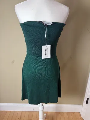 Anthropologie Endless Rose Lurex Knit Off Shoulder Sparkly Green Dress Size Smal thumbnail 6