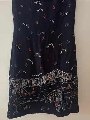 Women’s Navy Embroidered Venice Scene Mini Dress thumbnail 2