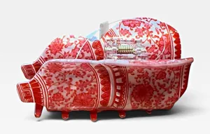Free People ancient Find Hair Claw Clip Red & White Floral Vase MPN 96333364 thumbnail 1