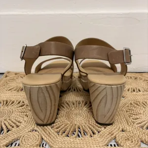Nisolo All Day Open Toe Clog Sandals Almond Brown Leather Platform Shoes Size 9 thumbnail 5