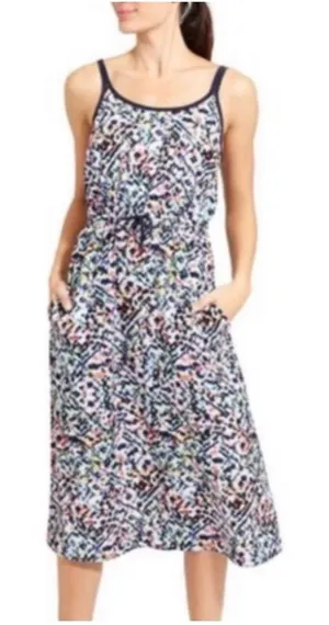 Athleta easy breezy sunbeam midi Dress Women L Multicolor Abstract casual Travel thumbnail 1