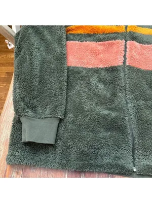 Evy's Tree Hadley Green Striped Plush Jacket 2X thumbnail 3