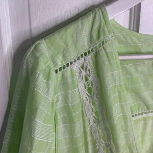 Free People Lime Green Time Out Boho Cottagecore Lace Tunic Top W-690 Size S thumbnail 9