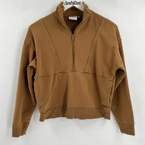 Richer Poorer‎ Terry Half Zip Pullover in Woodgrain Tan Brown Women's Size Small thumbnail 3