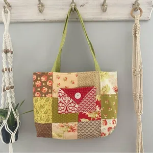 •Handmade vintage fabric shoulder tote bag• thumbnail 1