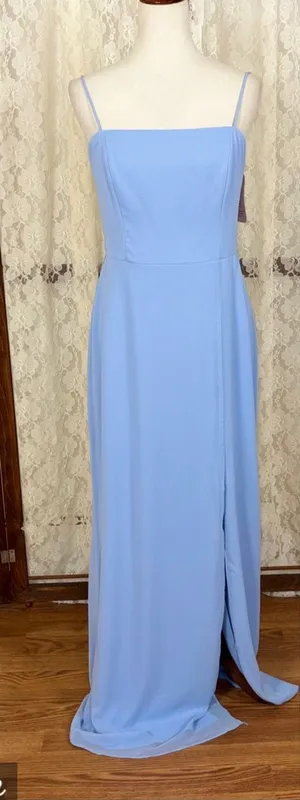 Beautiful New Dessy Collection Thread Sky Blue Chiffon Gown! thumbnail 1
