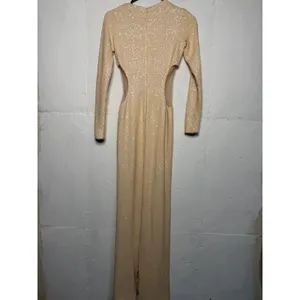 Dress the Population Lara Sequin Cutout Maxi Dress Womens XS Tan Cream thumbnail 6