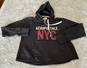 Women’s Aeropostale Black Hoodie with Pink NYC Logo Size Large thumbnail 1