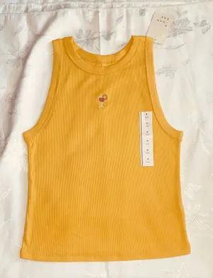 A New Day Women’s Tank Top Size M High Neck Yellow Mustard Ribbed Cocktail thumbnail 1